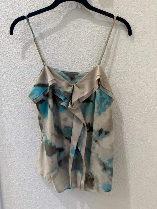 Armani Exchange Tops - Armani Exchange Beige & Teal Ruffled Tie-Dye Camisole